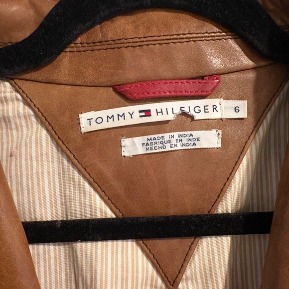 Caramel Brown Blazer-Style Tommy Hilfiger Leather Jacket - Picture 5 of 8